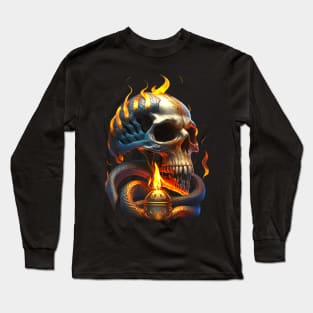 skull on fire Long Sleeve T-Shirt